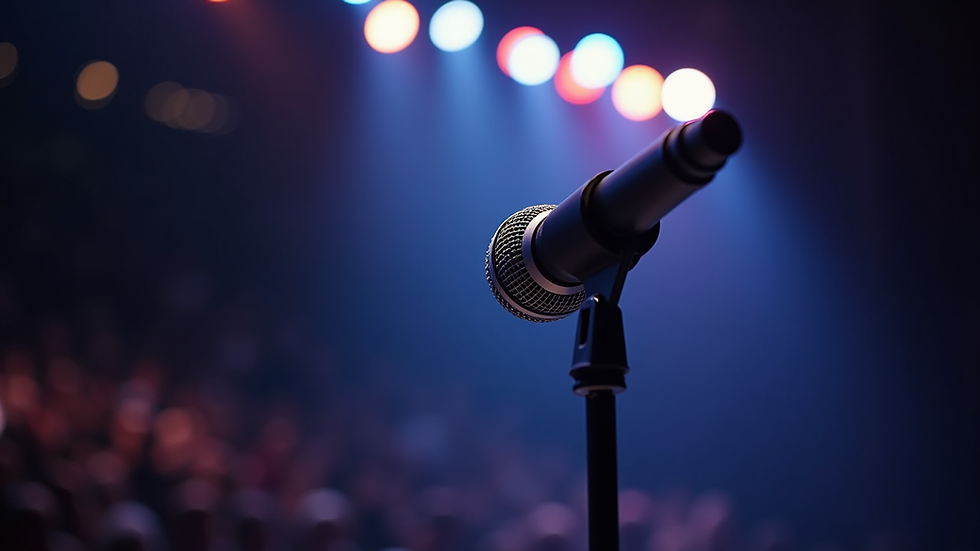 Close-up view of a microphone on a stage ready for a keynote speaker