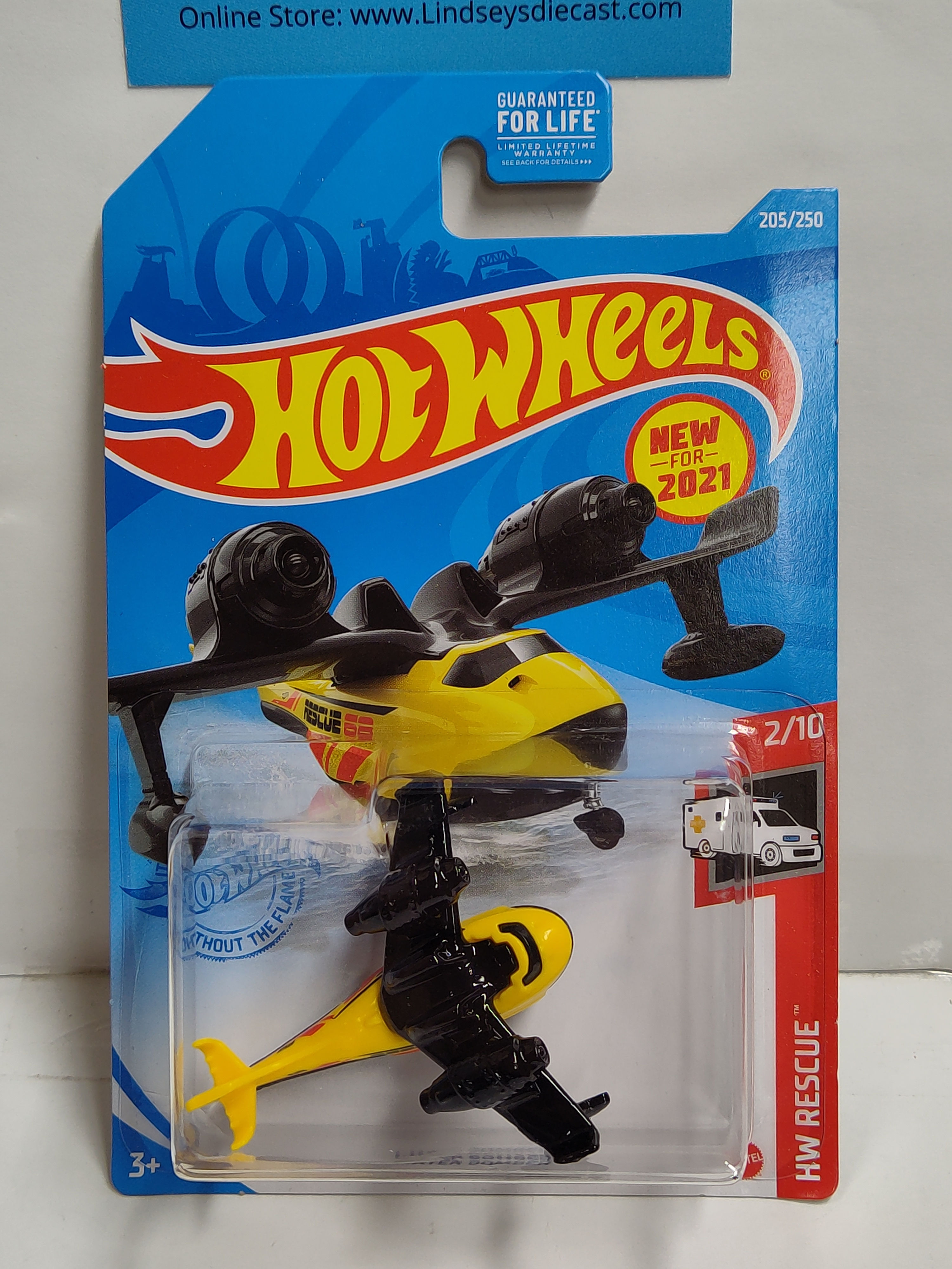 Hot Wheels #205 Mainline Rescue Series #2 Water Bomber Yellow/Black CARD CREASED