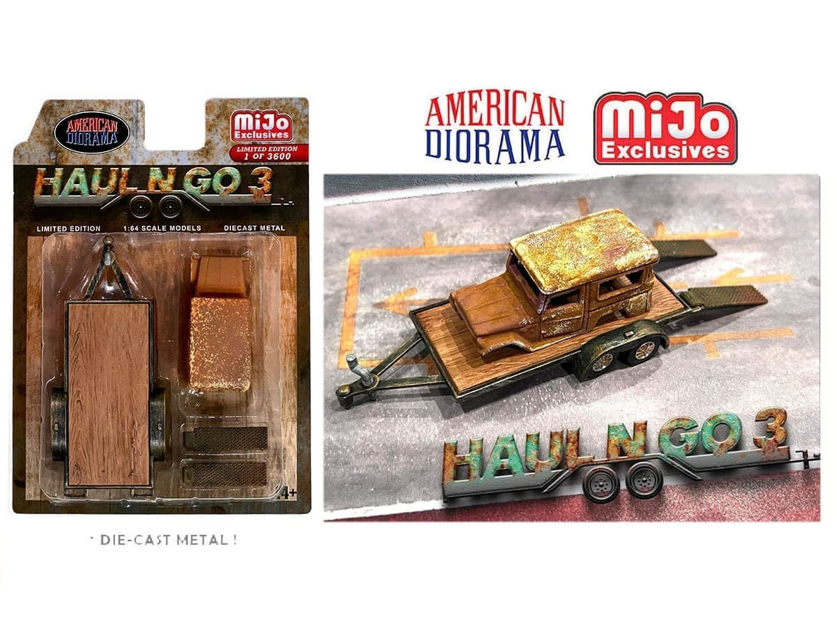 American Diorama 1:64 Haul N Go 3 Weathered Trailer Set – MiJo Exclusives Limite