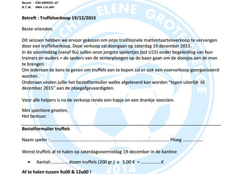 Truffelverkoop 19/12/2015