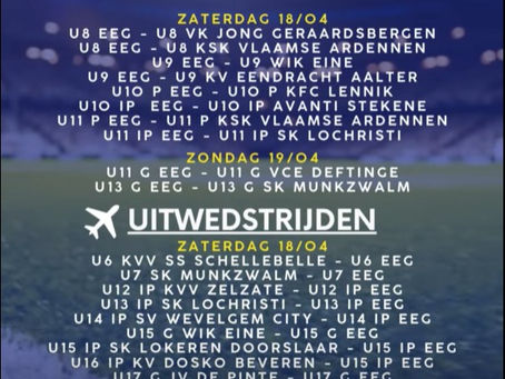 Jeugdwedstrijden voor komend weekend