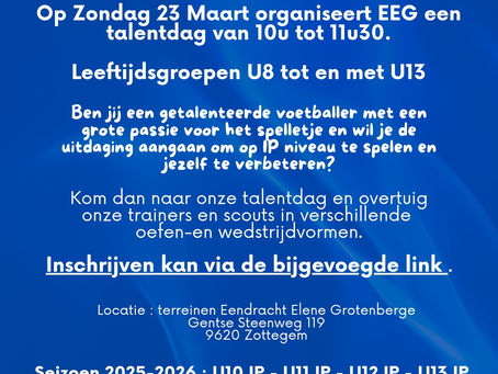 Zondag 23/03 Talentdag