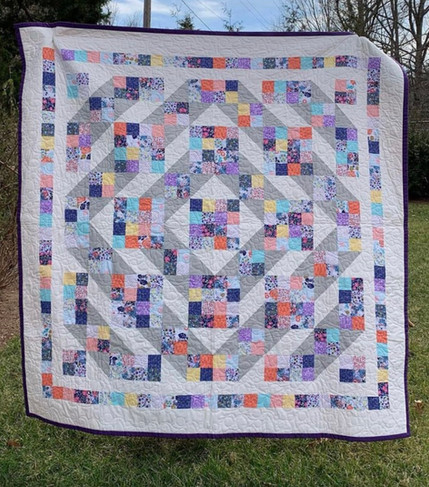 Jacobs Ladder Quilt with Butterflies and Loops Pantograph