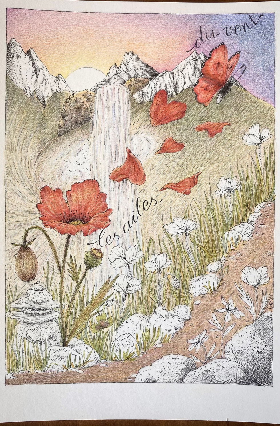 Miniature : Poème illustré - Les Ailes du Vent - Berceuse des Alpages - Tirage a5
