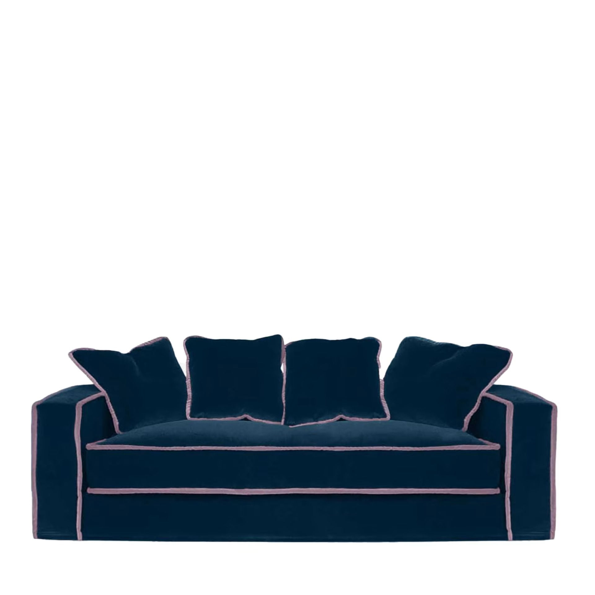 Rafaella Blue & Pink Velvet 2 Seater Sofa