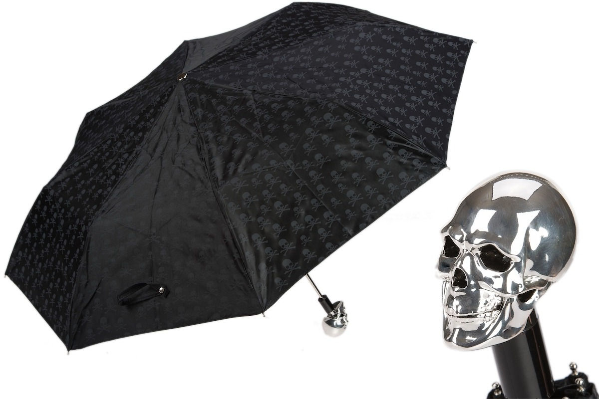 Silver Skull Folding Umbrella