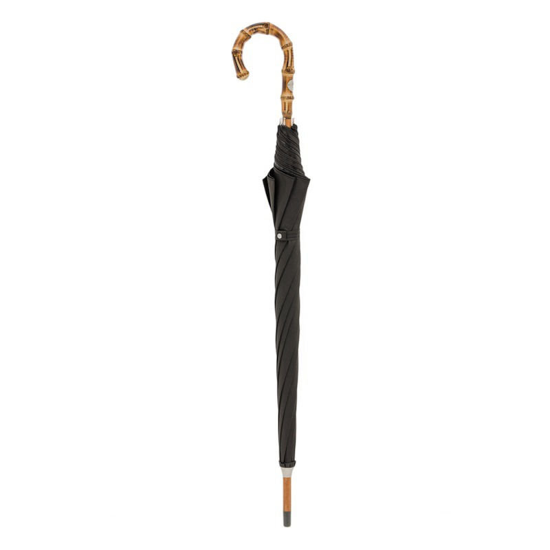 Thumbnail: Black Oxford Umbrella with Bamboo Handle