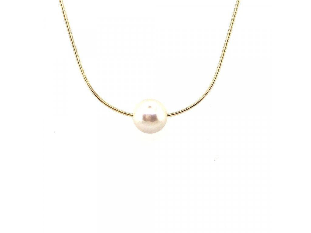 Akoya pearl 1 on a yellow gold chain 40 cm