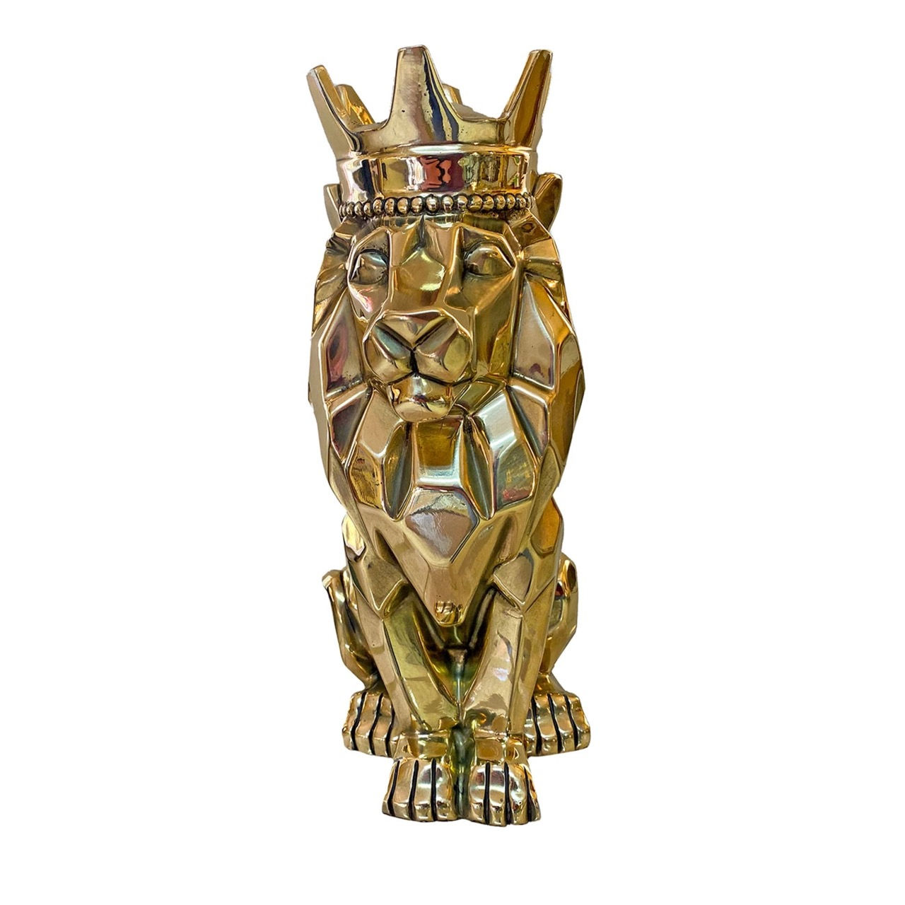 STYLIZED SITTING LION BRASS STATUETTE