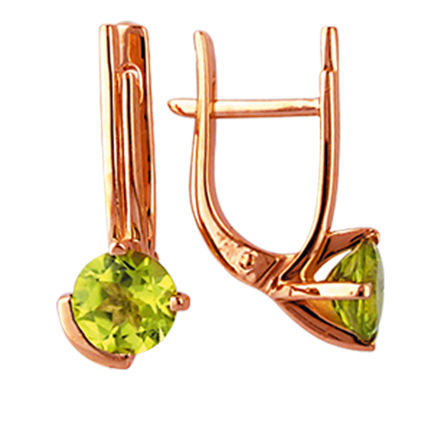 Серьги с хризолитом