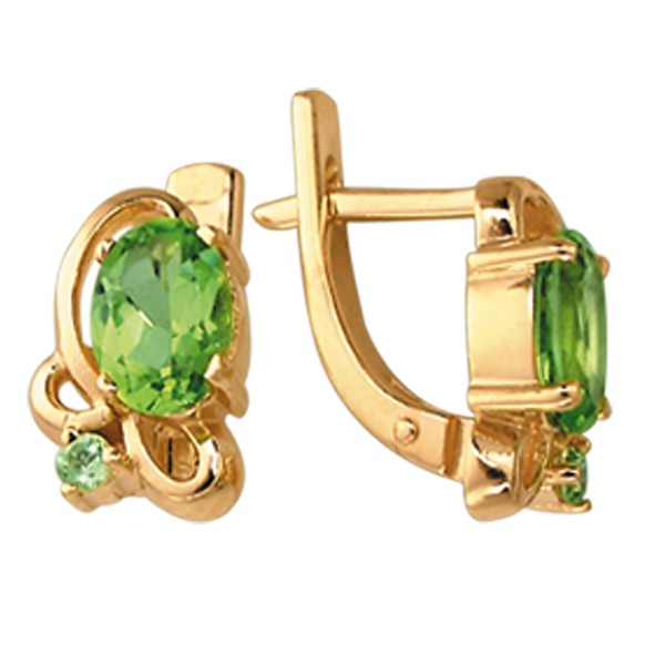 Серьги с хризолитом