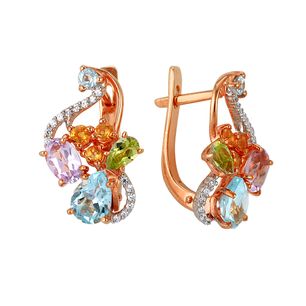 Серьги с миксом камней