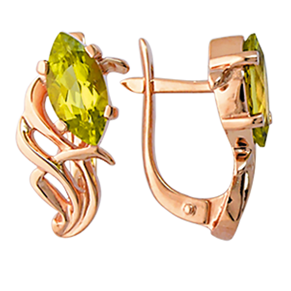 Серьги с хризолитом