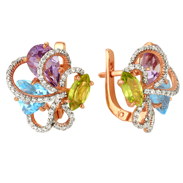Серьги с миксом камней