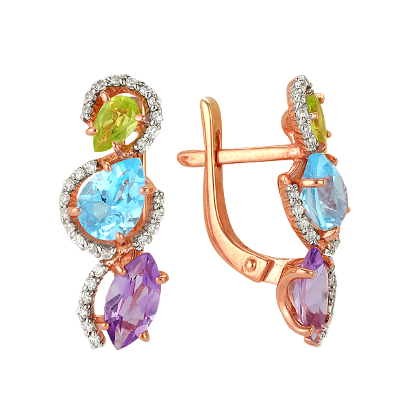 Серьги с миксом камней