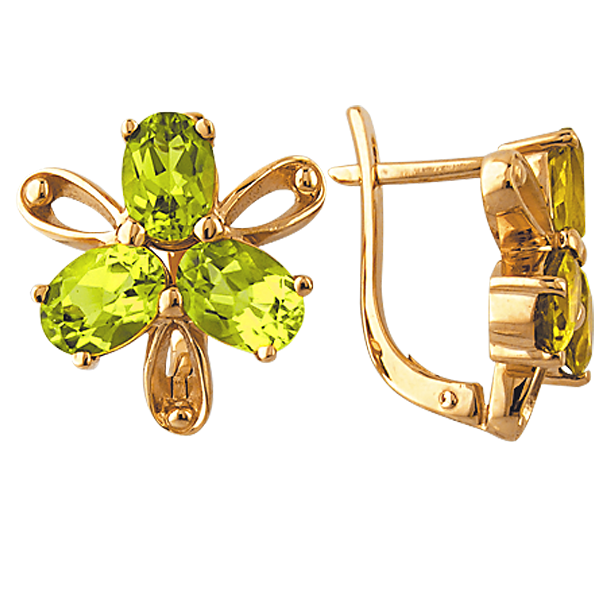 Серьги с хризолитом