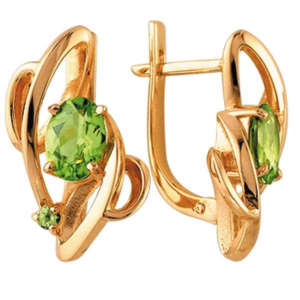 Серьги с хризолитом