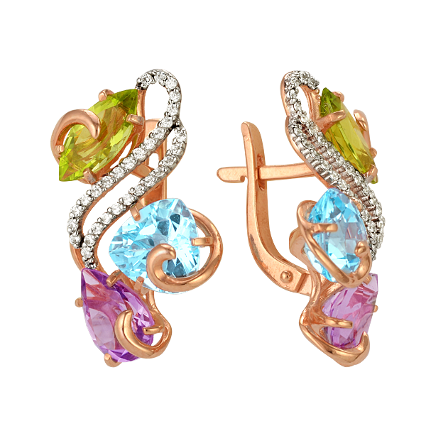Серьги с миксом камней