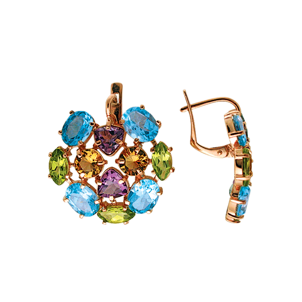 Серьги с миксом камней