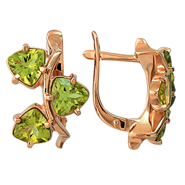 Серьги с хризолитом