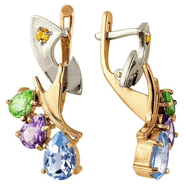 Серьги с миксом камней
