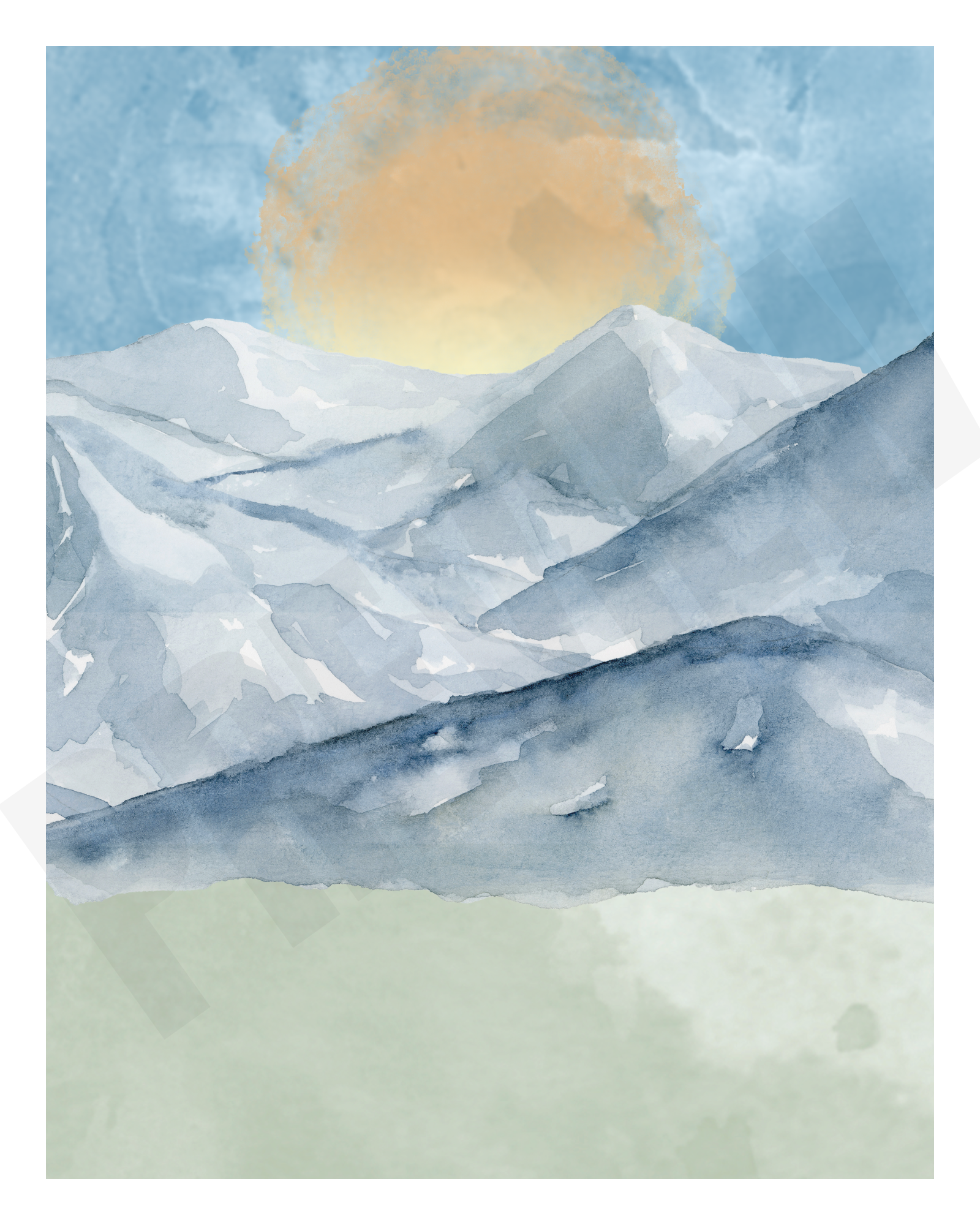 Watercolor Mountain Print