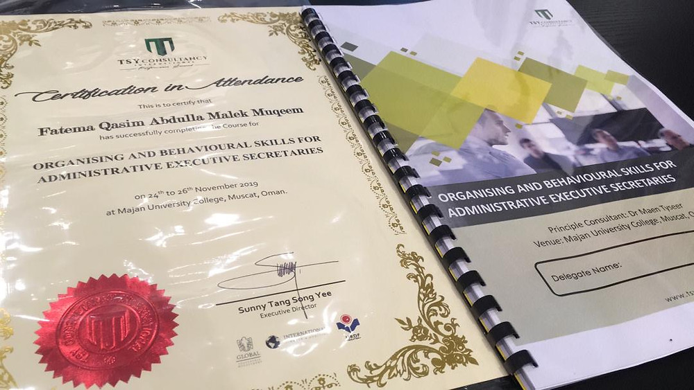 TSY International Course #26: Organising and Behavioural Skills for Administrative Executive