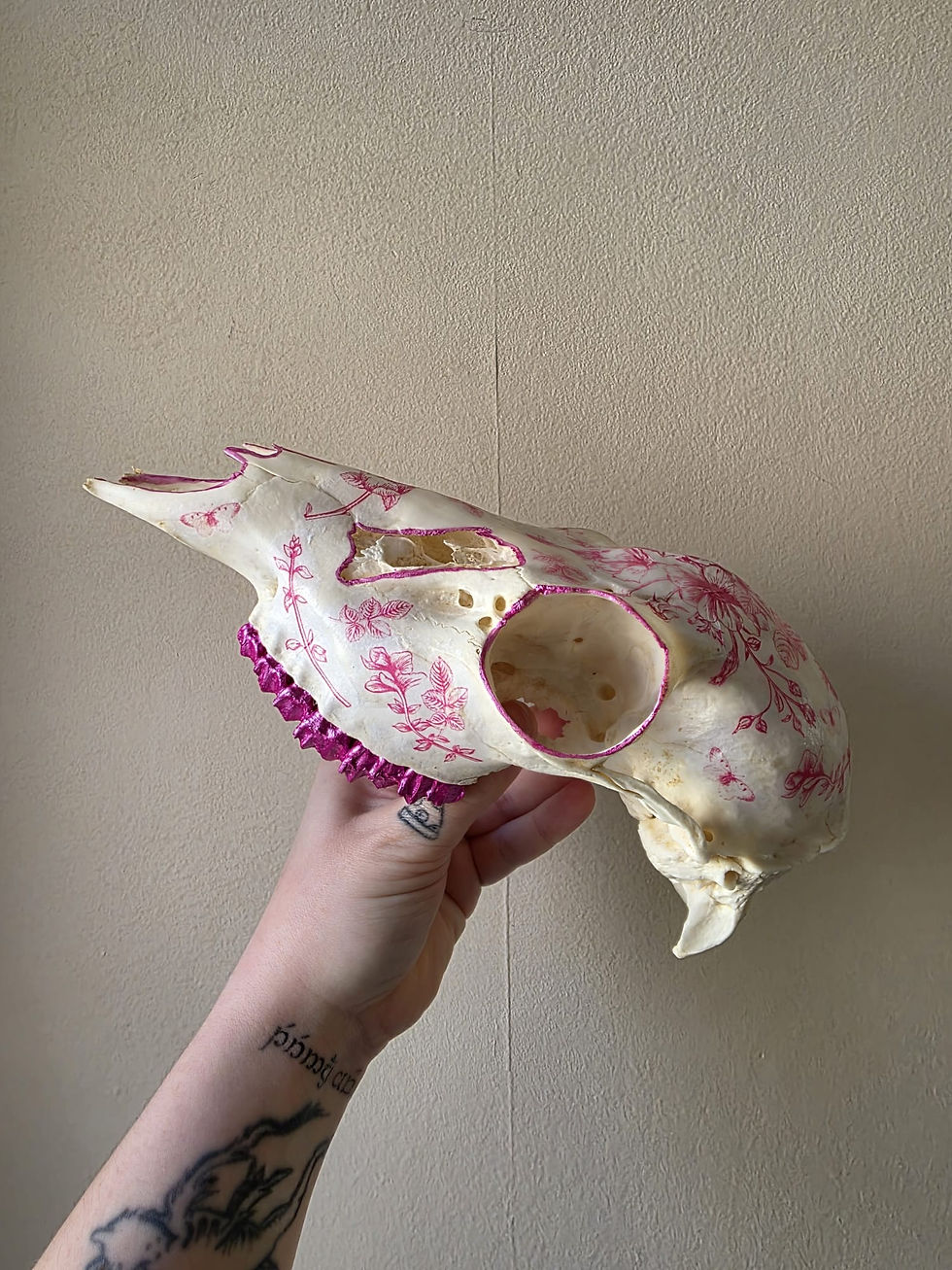 Thumbnail: Pink floral doe skull