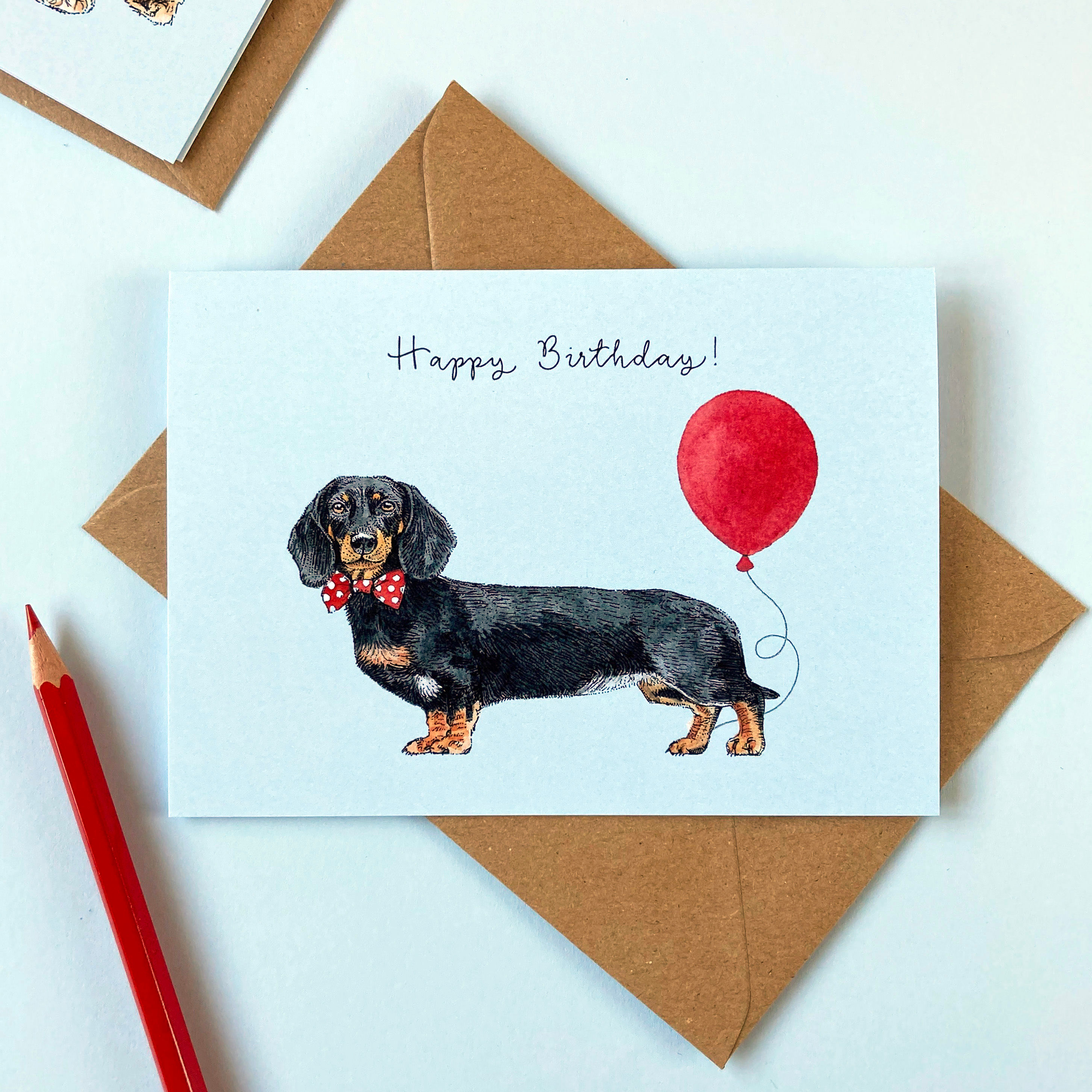 Black and Tan Sausage Dog/Dachshund Birthday Greetings Card