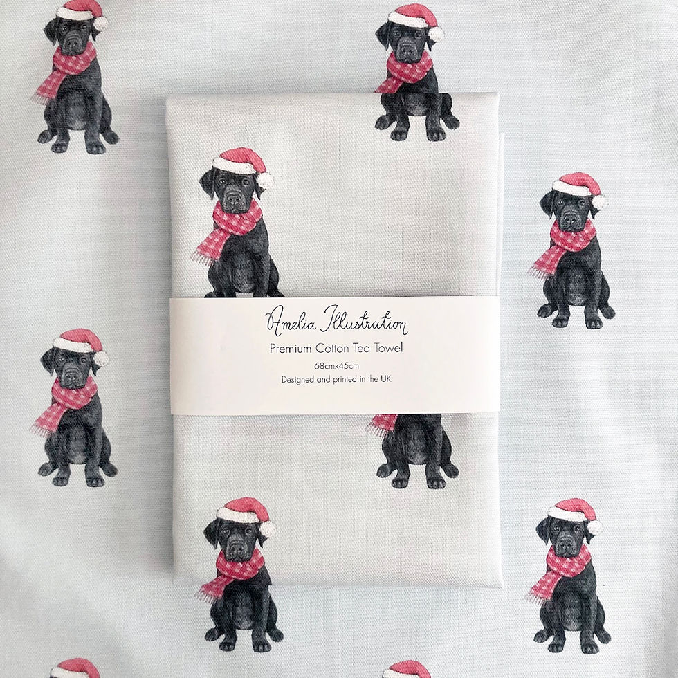 Thumbnail: Black Labrador Christmas Tea Towel