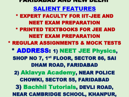 Centre for IIT-JEE and NEET exam preparation in Sector 86 and Sector 55, Faridabad