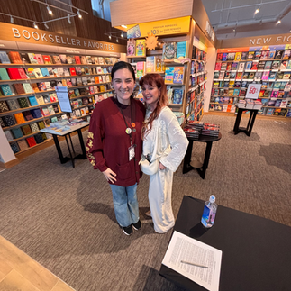 Sci-fi fantasy author April Adams at Barnes & Noble OC location for live author event with GwenSeven