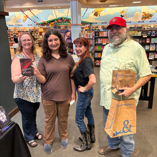Sci-fi fantasy author April Adams at Barnes & Noble OC location for live author event with GwenSeven