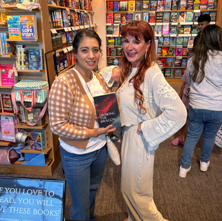 Sci-fi fantasy author April Adams at Barnes & Noble OC location for live author event with GwenSeven