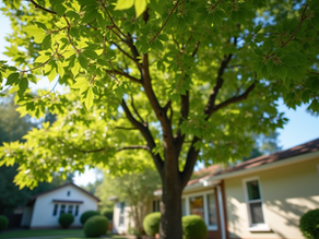 Properly pruned tree in front yard