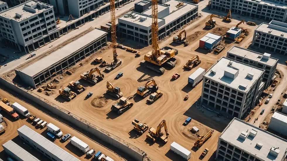 High angle view of a busy construction site