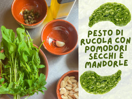 pesto di rucola con pomodori secchi e mandorle