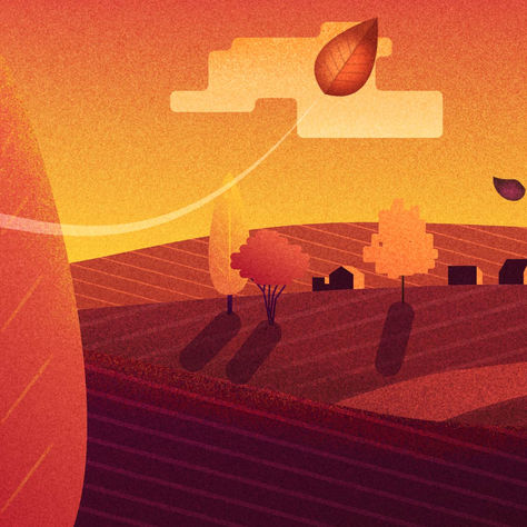 Autumn Landscape with Leaves Series