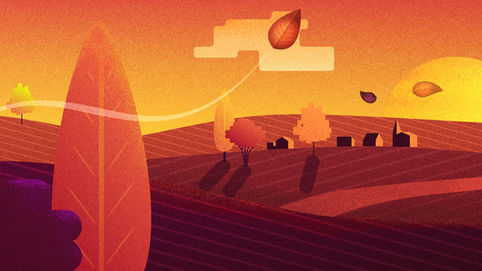 Autumn Landscape with Leaves Series