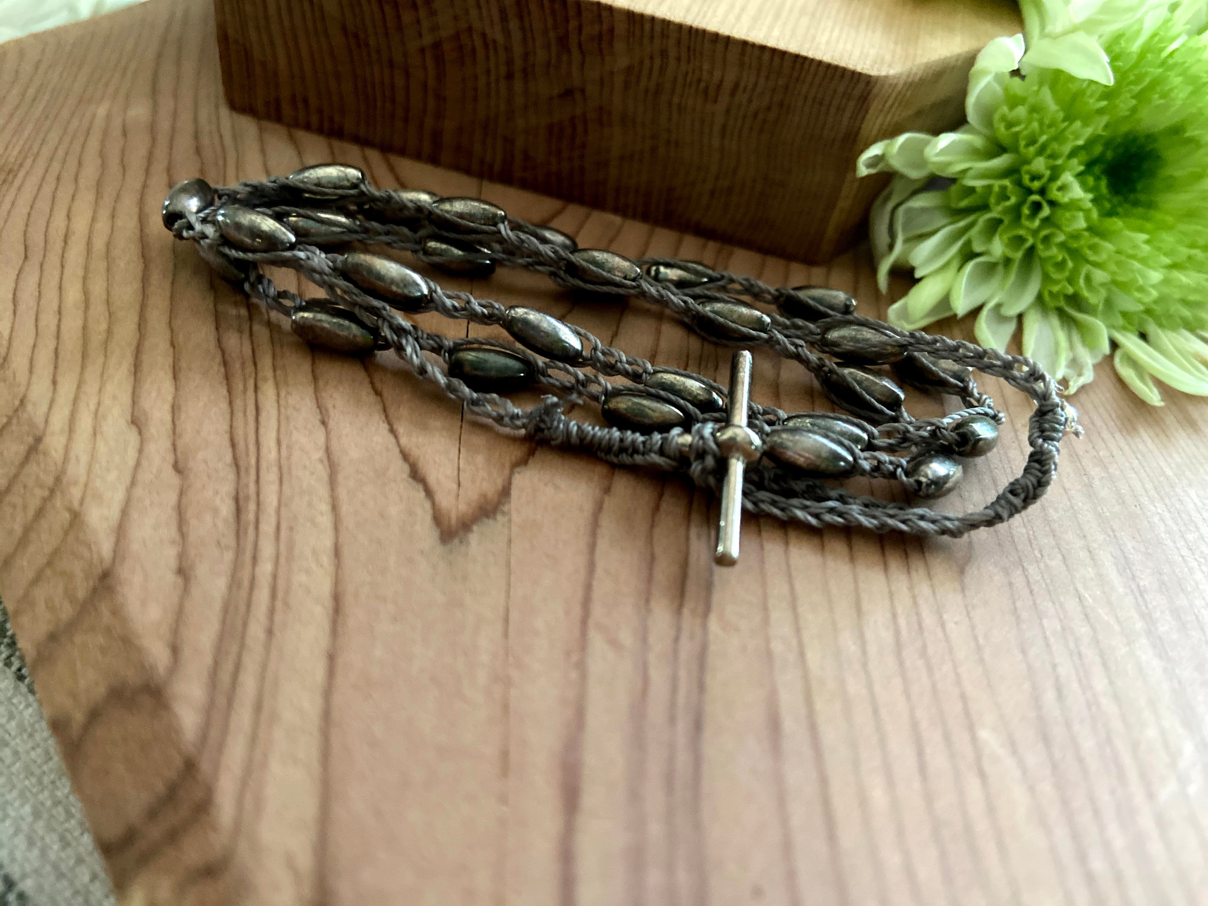 Metallic Oval Beads on Sienna