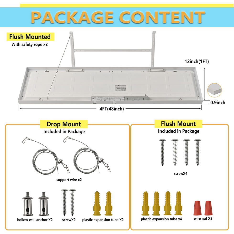 Thumbnail: Led Ceiling Panel Light 1x4FT Dimmable Changeable wattage and CCT surface Mount