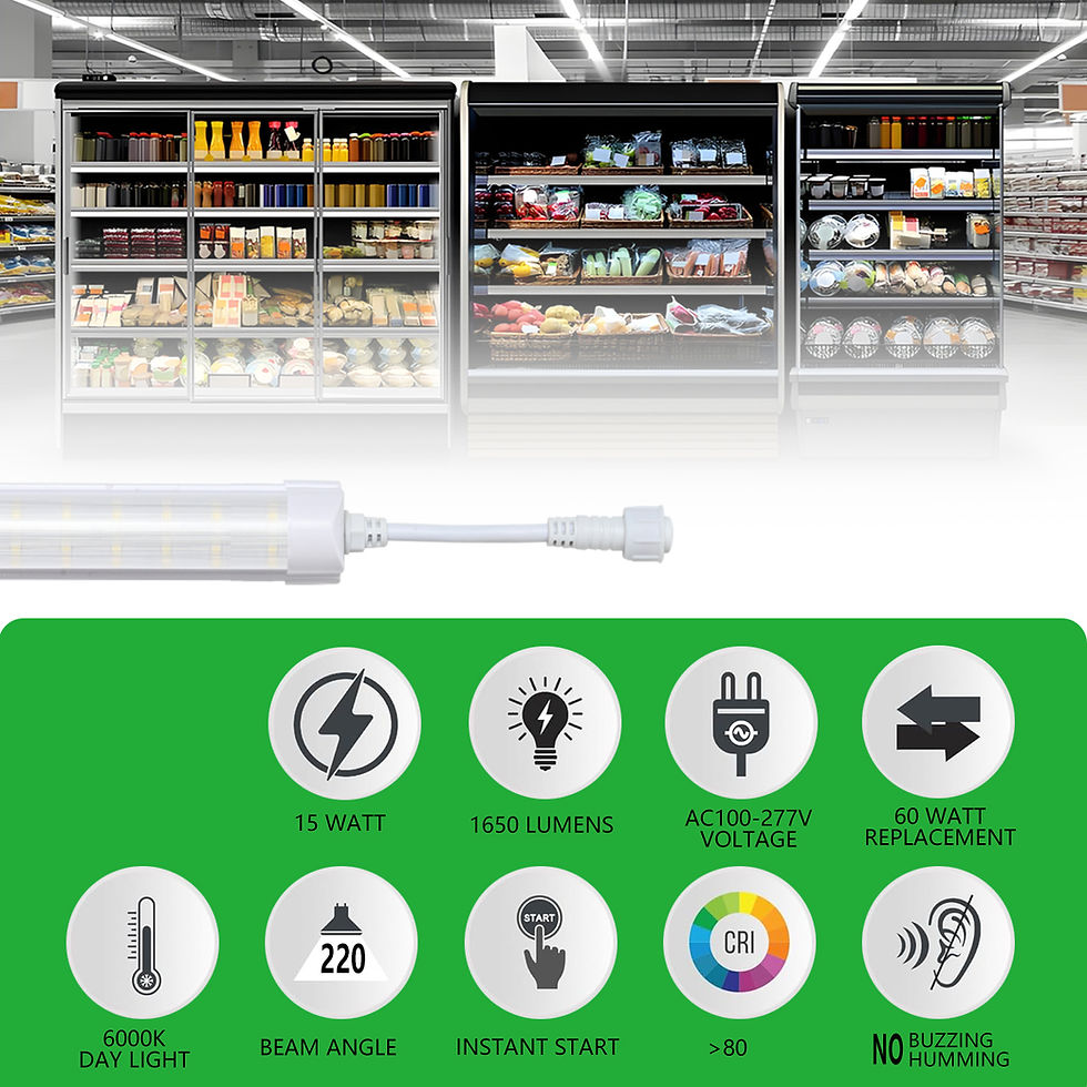 Thumbnail: LED Freezer Tube Lights, 2FT T8 Integrated Cooler Light Fixture Daylight White