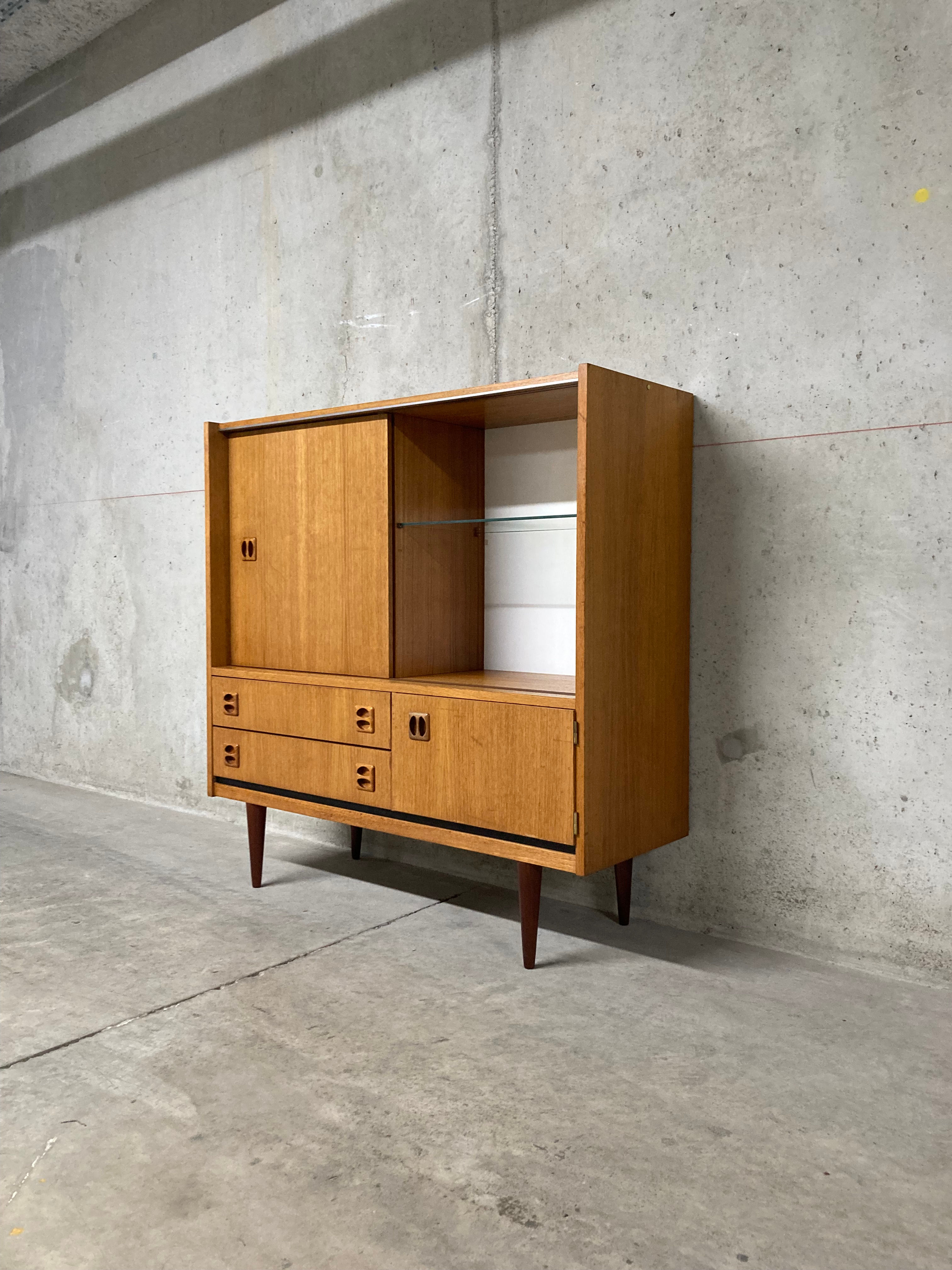 Buffet enfilade haute scandinave teck blond vintage années 60