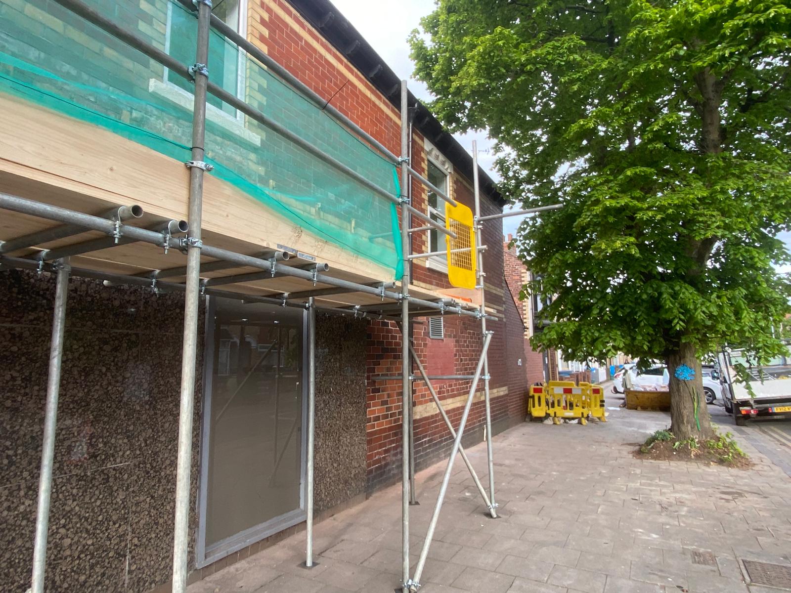 Scaffolding erected for chimney access — East Yorkshire