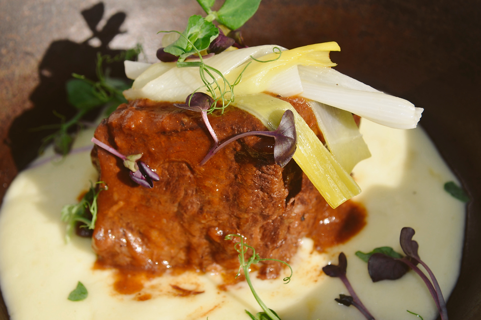 Short Rib a rich gourmet dish at The Farmer's Daughter close-up.
