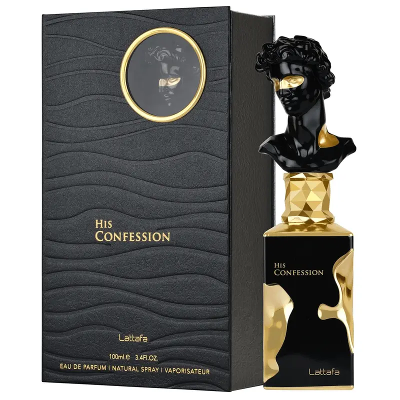 His Confession for Men Eau De Parfumoil - Elegant Black Luxury Cologne with Gold