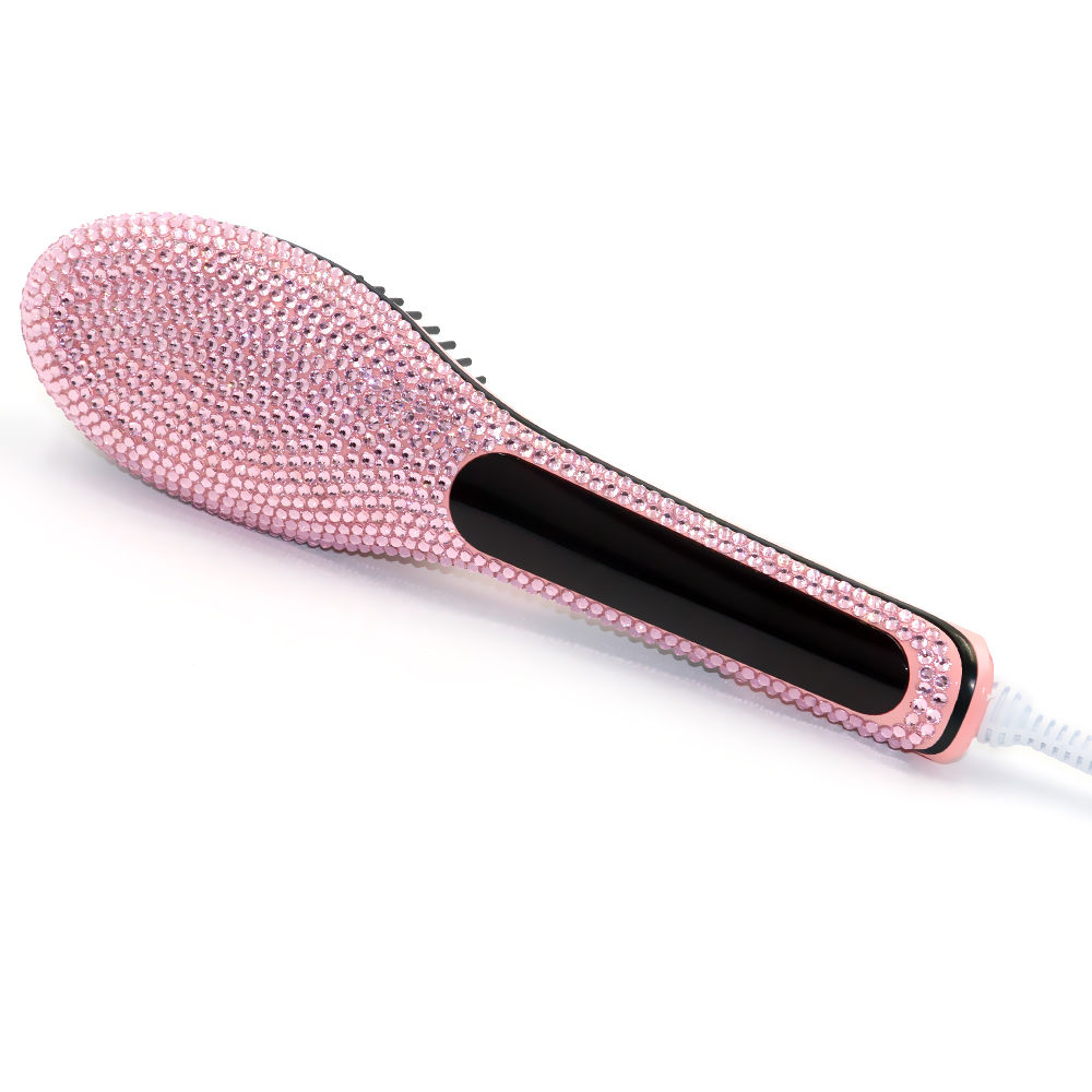Hair Straightener Brush Heated Hair Straightening Ceramic Flat Iron for Smooth A