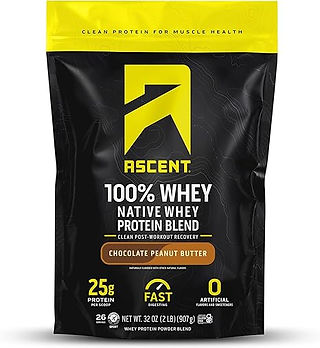Ascent protein powder flavors - unflavored, vanilla bean and iced coffee available for purchase.