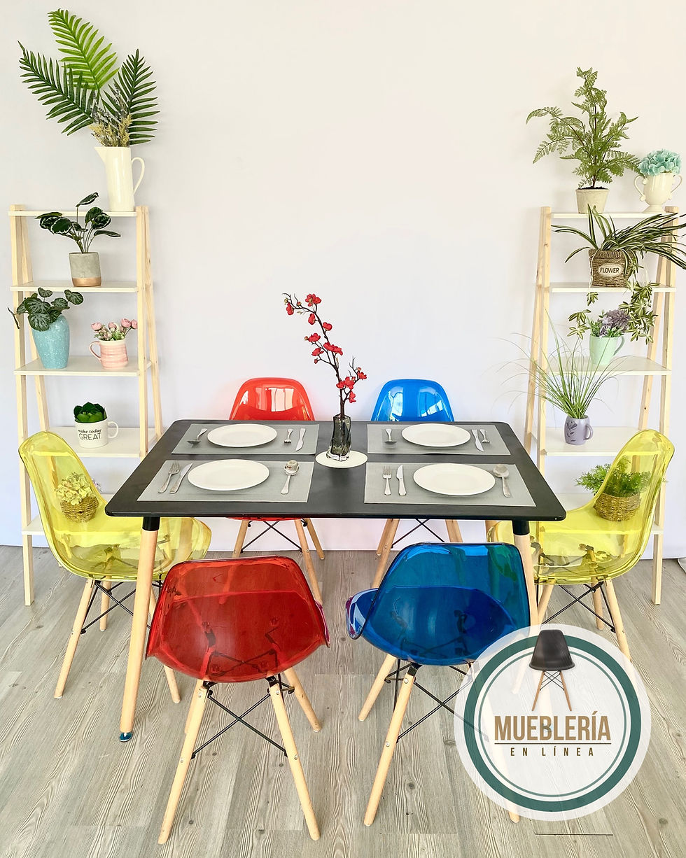 Miniatura: Comedor № 96 Silla Transparente + Mesa Rectangular Madera 120*80/130*80cm