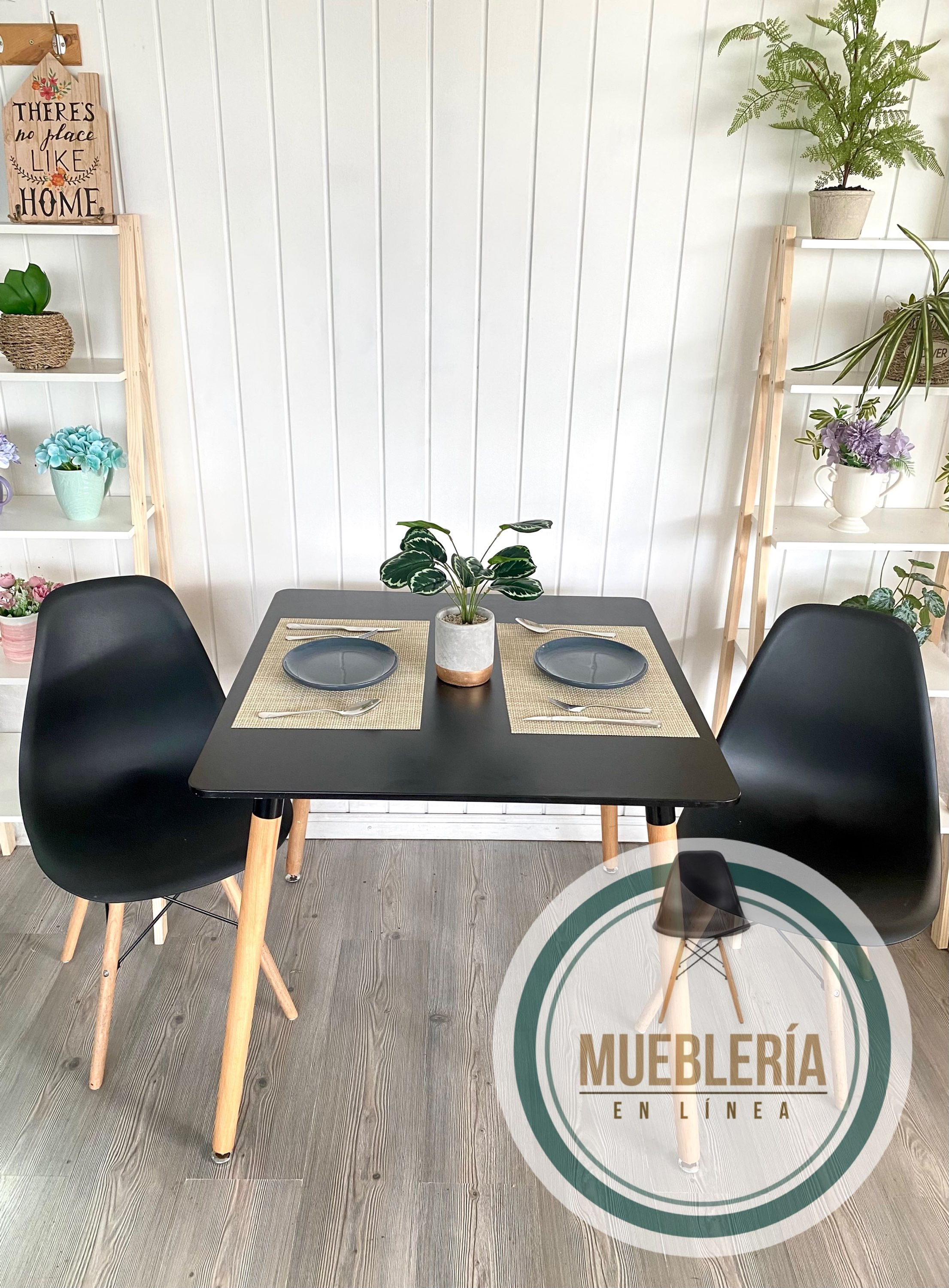 Comedor № 4 Silla estilo EAMES DSW + Mesa Cuadrada